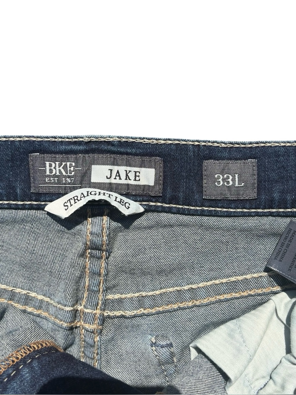 BKE Jake Bootleg Jeans Men’s Size 33L Blue Denim Bootcut (Measures 33") - Picture 3 of 8